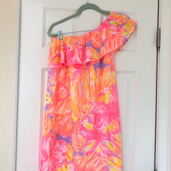 COPY - NWT ONE SHOULDER LILY PULIZTER NEON DRESS - Picture 1 of 4